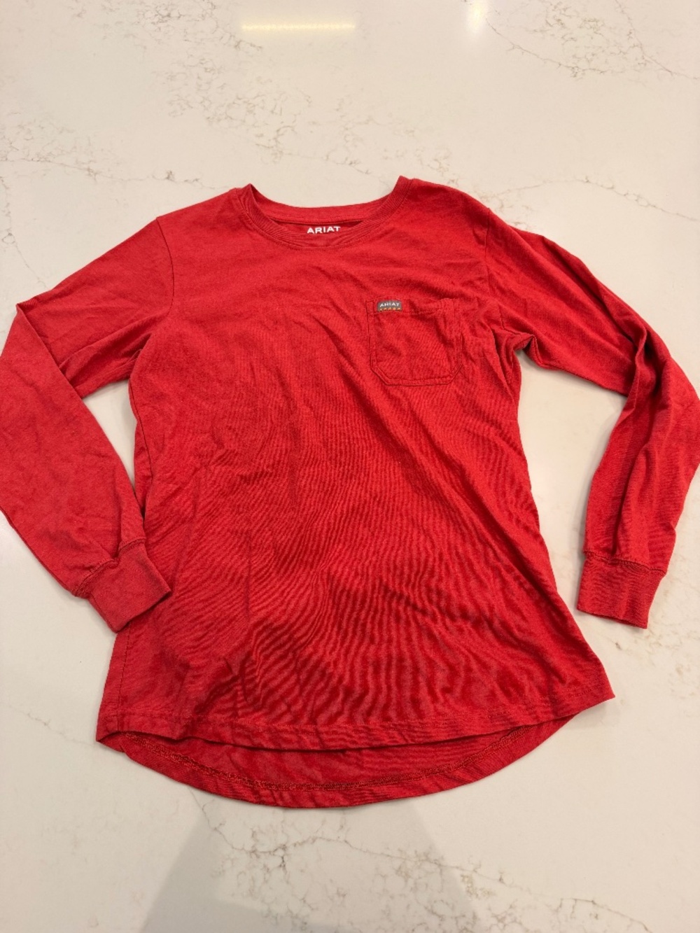 Ariat Rebar Women's Long Sleeve Pocket T-Shirt Red Workwear Logo Size Medium